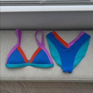 Colorblock Blue & Teal Women's Bikini Set